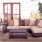 Laredo Mocha Bycast Leather & Hazelnut Fabric Sectional Sofa