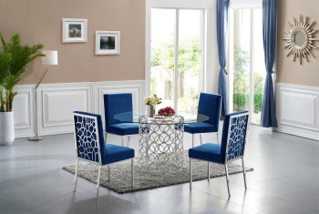 Opal Chrome Dining Table 736 w/Glass Top & Optional Chairs [MRDS-736-Opal Chrome]