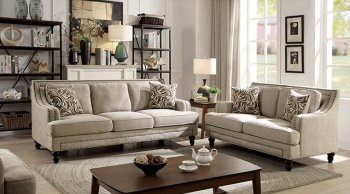 Everly Sofa CM6362 in Beige Linen-Like Fabric w/Options [FAS-CM6362-Everly]