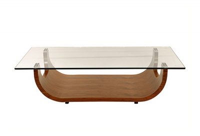 Saly Coffee Table in Walnut w/Glass Top & Options by Whiteline