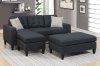 F6575 Sectional Sofa w/Ottoman in Black Fabric by Poundex