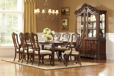Rich Brown Finish Classic Dining Table w/Optional Items