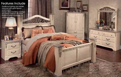 Simulated Washed Ash Finish Classic Bedroom w/Optional Items