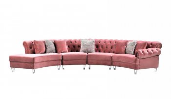 LCL-002 Sectional Sofa in Pink Velvet [BDSS-LCL-002 Pink]