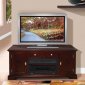 Dark Cherry Finish Contemporary Tv Stand With Storage Cabinets