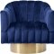 Farrah Accent Chair 520 in Navy Velvet Fabric by Meridian