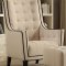 Ophelia Set of Accent Chair & Ottoman 59632 in Cream Linen