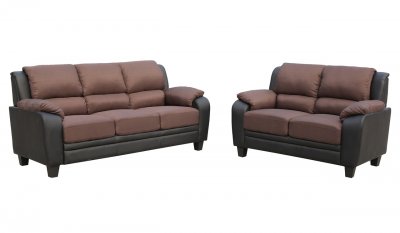 Sabrina Sofa & Loveseat 481507 in Brown & Black by New Spec