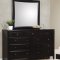 Cappuccino Finish Modern Bedroom w/Faux Leather Upholstered Bed