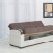 Brown Fabric & Light Vinyl Two-Tone Modern Sofa Bed w/Options