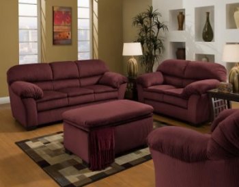 Red Wine Microfiber Sofa & Loveseat Set w/Optional Chair,Ottoman [UDS-5209-Wine]