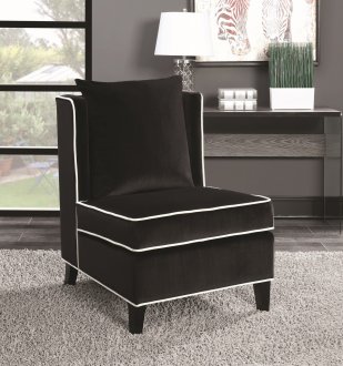 902708 Accent Chair Set of 2 in Black Velvet Fabric by Coaster