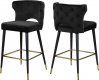 Kelly Counter Stool 791 Set of 2 Black Velvet Fabric by Meridian