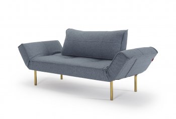 Zeal Sofa Bed in Light Blue w/Brass Legs by Innovation [INSB-Zeal-Brass Legs-525]