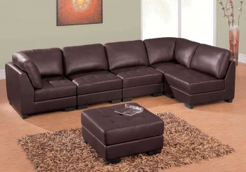 Modern Brown Leather 5 Pc Sectional Sofa W/Ottoman [GFSS-F215 5 Pc]