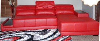 Tango Sectional Sofa in Red Bonded Leather [ADSS-Tango]