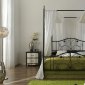 Black Finish Metal Frame Contemporary Bed With Bedposts