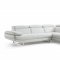 Pandora Sectional Sofa in White Leather by Whiteline