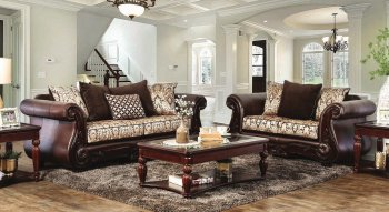 Alessio Sofa SM6406 in Chenille Fabric & Faux Leather w/Options [FAS-SM6406 Alessio]