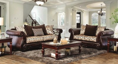 Alessio Sofa SM6406 in Chenille Fabric & Faux Leather w/Options