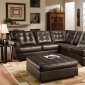 Brown Tufted Top Grain Italian Leather Modern Sectional Sofa