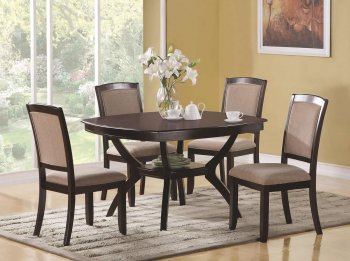 Rich Cappuccino Finish Modern Rounded Square Top 5 Pc Dining Set [CRDS-102755 Memphis]