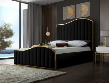 Jolie Bed in Black Velvet Fabric by Meridian w/Options [MRB-JolieBlack]