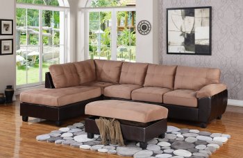 G908B Sectional Sofa w/Ottoman in Saddle Fabric by Glory [GYSS-G908B Saddle]