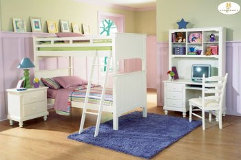 Pottery B875W Bunk Bed by Homelegance in White w/Options [HEKB-B875W Pottery White]