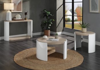 Zoma Coffee Table 3Pc Set LV02414 in White & Oak by Acme [AMCT-LV02414 Zoma]