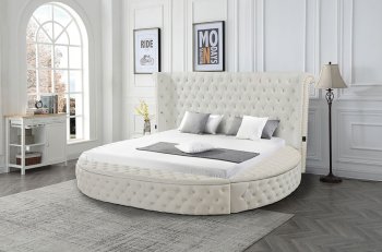 LCL-B04 Upholstered Bed in White Velvet [BDB-LCL-B04 White]