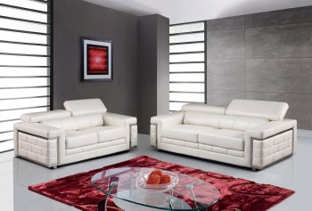 U7940 Sofa in White Bonded Leather by Global w/Options [GFS-U7940-WH]