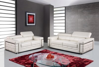 U7940 Sofa in White Bonded Leather by Global w/Options