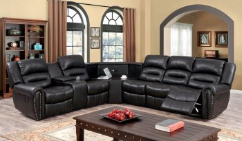 Wales Reclining Sectional Sofa CM6987 in Brown Leatherette [FASS-CM6987 Wales]