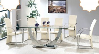 Beyonce Dining Set 7Pc w/Clear Glass Top Table [ADDS-Beyonce]