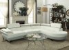 F6967 Sectional Sofa in White & Light Grey Faux Leather by Boss