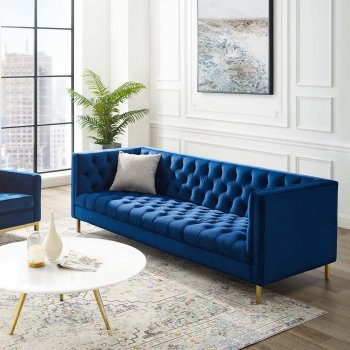 Delight Sofa in Navy Velvet Fabric by Modway [MWS-Delight Navy]