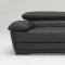 Black Full Top Grain Leather Modern 3PC Sofa Set w/Wood Legs