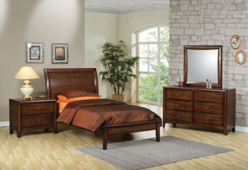 Rich Walnut Finish Contemporary Kids Bedroom w/Platform Bed [CRBS-400281-Scottsdale]