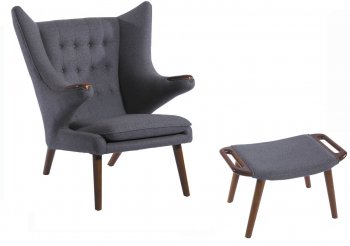 Royal Chair w/Ottoman in Gray Fabric by Whiteline Imports [WLCC-Royal]