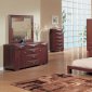 Mahogany Finish Contemporary Bedroom With Platform Bed