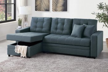 F6593 Convertible Sectional Sofa Bed in Blue Grey by Poundex [PXSS-F6593]