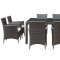 Channels 9Pc Outdoor Patio Dining Set in Brown/White by Modway