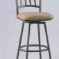 Bronze Finish Traditional Set of 2 Barstools w/Taupe Fabric Seat