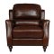 Brown Full Italian Leather Classic 4Pc Sofa Set w/Wooden Legs