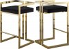 Ezra Counter Stool 912 Set of 2 Black Velvet Fabric by Meridian