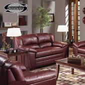 4955 Wine Bonded Leather Sofa & Loveseat Set by Just In Time