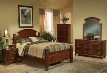 Warm Brown Finish Traditional Bedroom Set w/Arched Headboard [GYBS-G5900A]