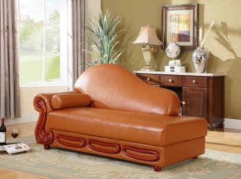 Bella Chaise 632 in Cognac Bonded Leather by Meridian [MRCL-632COGNAC Bella]