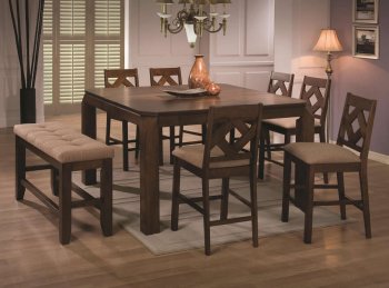 Walnut Finish Modern Counter Height Dining Table w/Options [CRDS-102678]